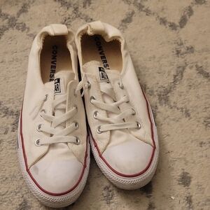 Converse Off-White Canvas Sneakers with Red Trim